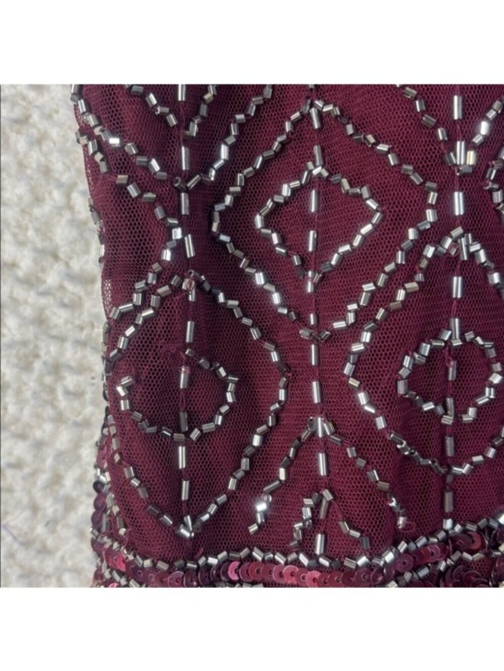 NWT J Kara Womens Burgundy Beaded Short Sleeve Empire Waist Gown PLUS SIZE 18 - Picture 11 of 16
